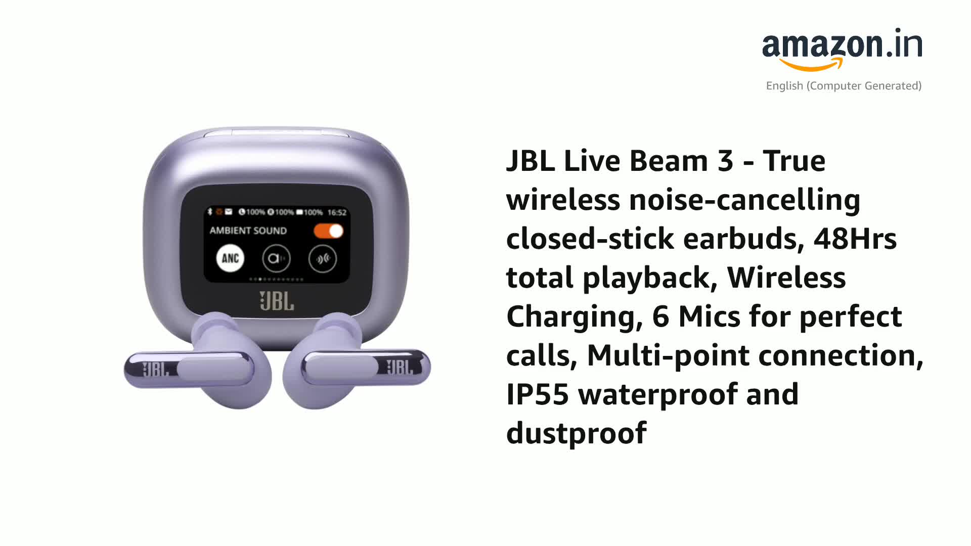JBL Live Beam 3 - True wireless noise-cancelling stick-closed